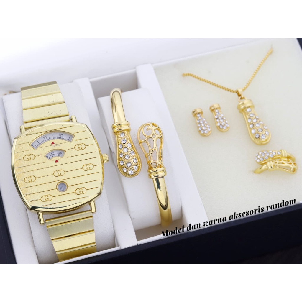 BEST SELLER Jam Tangan Wanita Gci1508 Tali Rantai Tanggal Aktif Fullset