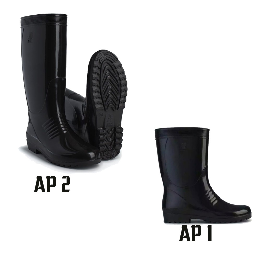 AP BOOTS HITAM AP 1 &amp; AP2 BLACK  25-28 / SEPATU BOOT PENDEK SAFETY KARET