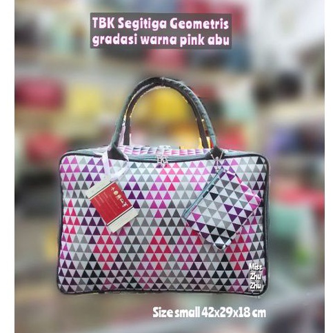 Travel Bag Koper Kecil gradasi segitiga pink abu _ tas traveling / pakaian / kosmetik MUA @ Miss Zhu