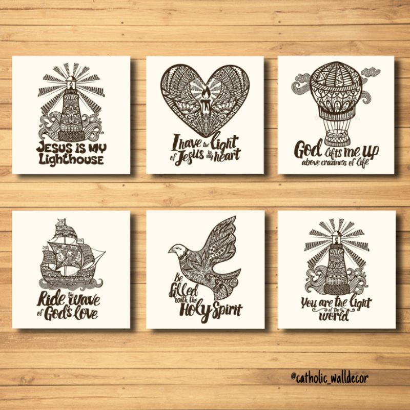 Hiasan dinding Kristen Katolik kutipan rohani inspirasi Kristen bible quotes 30x30cm