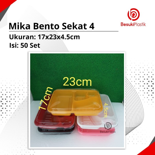Mika Bento Sekat 4 / Box Bento 4 Sekat / Mika Bento / Box Bento Plastik