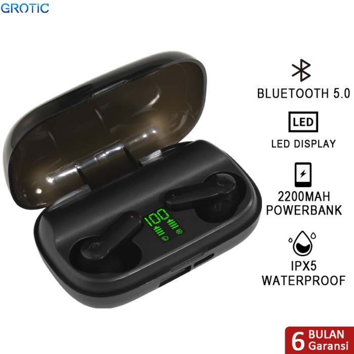 Grotic Headset Bluetooth Tws Xt-01 Earphone Earbuds Kontrol Sentuh