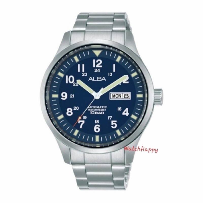 WatchHappy Alba AL4211X1 Blue Dial Day Date Automatic Stainless AL4211 100%Original Warranty