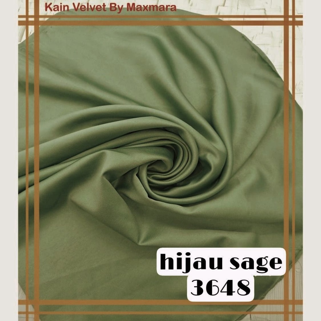 Bahan Multi Kain Satin saten Velvet maxmara Polos bridesmaid Meteran Super A Grade-3648 hijau sage