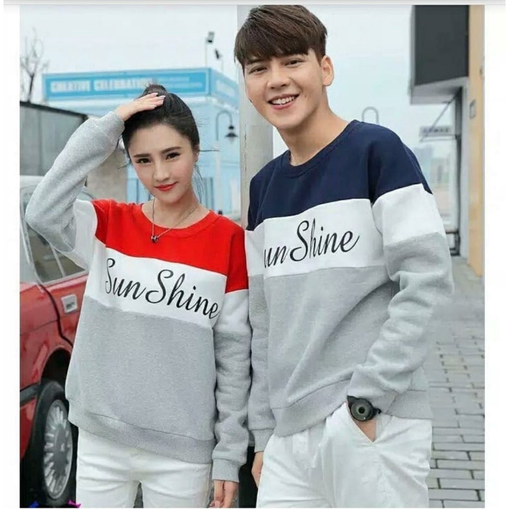 3 UKURAN L XL XXL CP SUNSHINE PAKAIAN COUPLE PASANGAN ATASAN SWEATER SWEETSHIRT FEHM