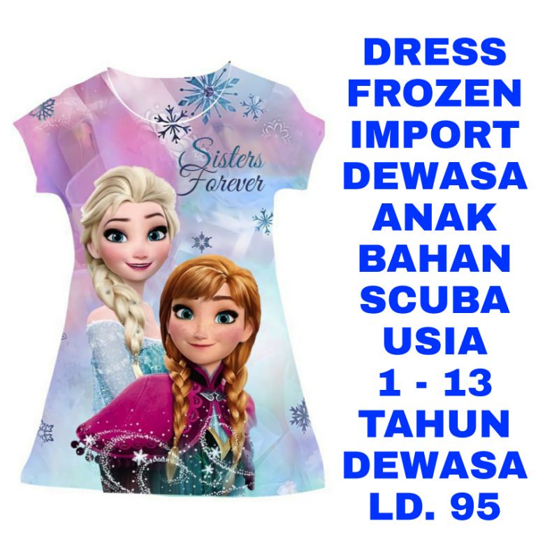 WK DRESS FROZEN IMPORT SCUBA DEWASA IBU ANAK PEREMPUAN FASHION KIDS