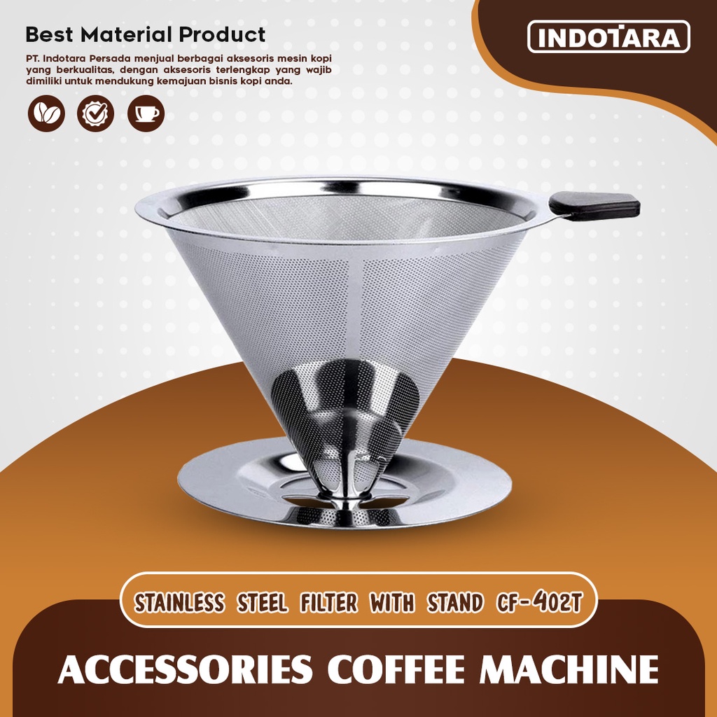 V60 Coffee Dripper Stainless Steel With Stand Saringan Kopi - CF402T