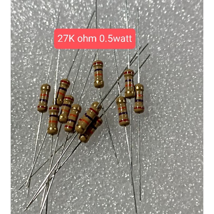 10pcs RESISTOR 0.5WATT 27K ohm RESISTOR 0.5 WATT 27K OHM 0.5W 27Kohm 5℅
