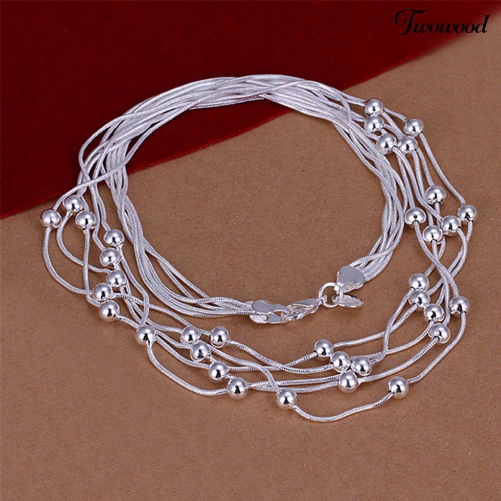 Twowood Five-line Chain Charming Exquisite Copper Fine Workmanship 5 Row Necklace Bracelet Set for Women