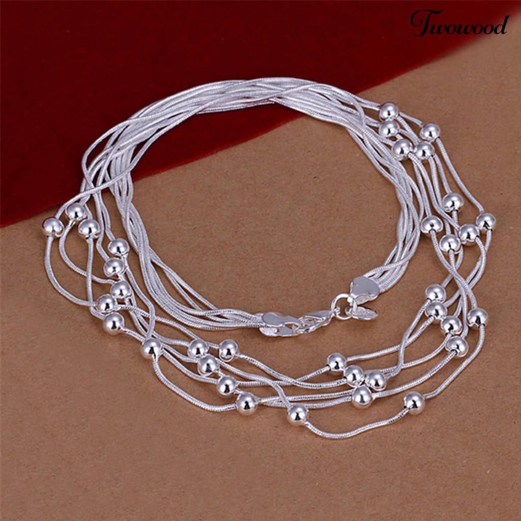 Twowood Five-line Chain Charming Exquisite Copper Fine Workmanship 5 Row Necklace Bracelet Set for Women