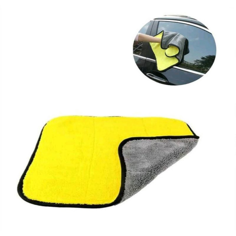Kain Lap Mobil Microfiber 30x30 Warna kuning Abu Car cloth Universal Serba Bisa-5