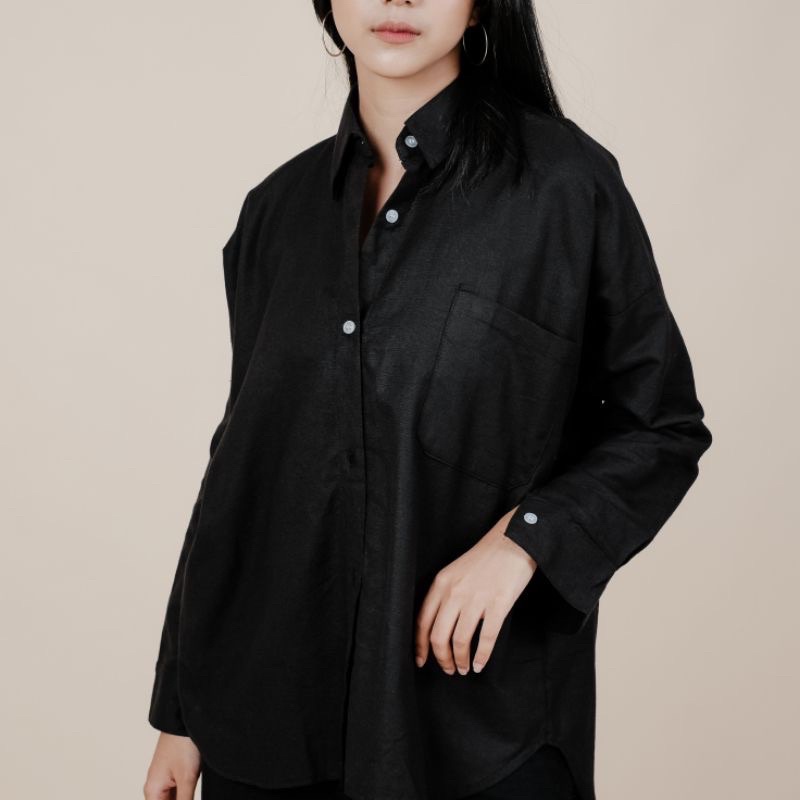 Kemeja Oversize Linen Wanita - Alea Shirt