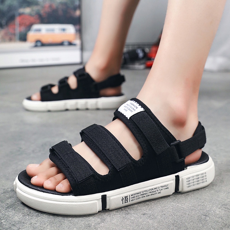 [ Gratis Ongkos Kirim + COD ] 2022 Sandal Gunung Pria Baru-Sendal Gunung Velcro Pria-Sandal Gunung Kasual Pria Trendi Jepang -Tali Belakang Yang Bisa Dilepas Sandal Pria-Outdoor Hitam Sendal Pria-Karet Impor 100% Berkualitas model gunung pendaki (PRPT)