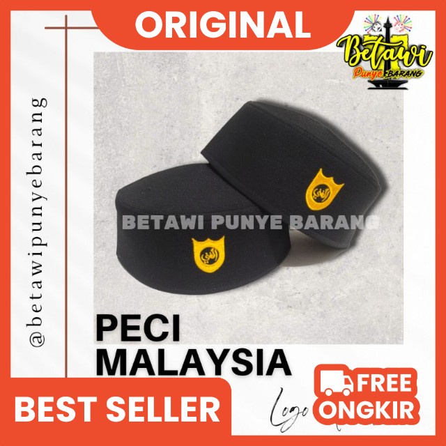 peci malaysia kopiah malaysia hitam logo gold