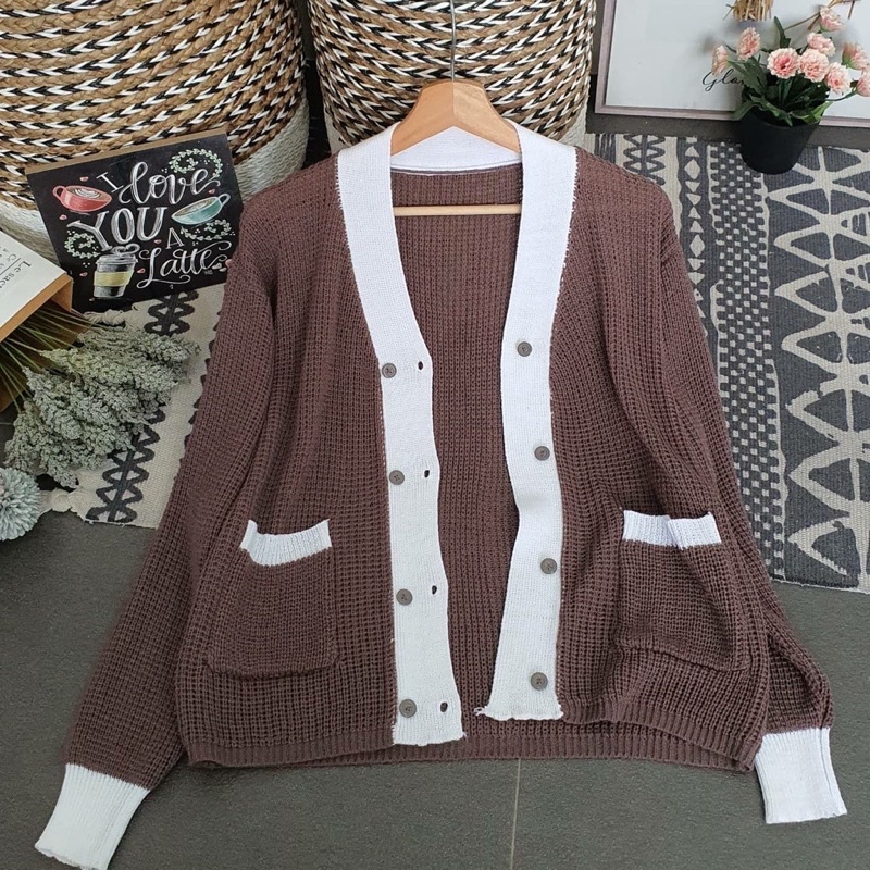 Serena Outer Cardigan Rajut  Cardigan Rajut Kancing Saku Outer Selena Knit