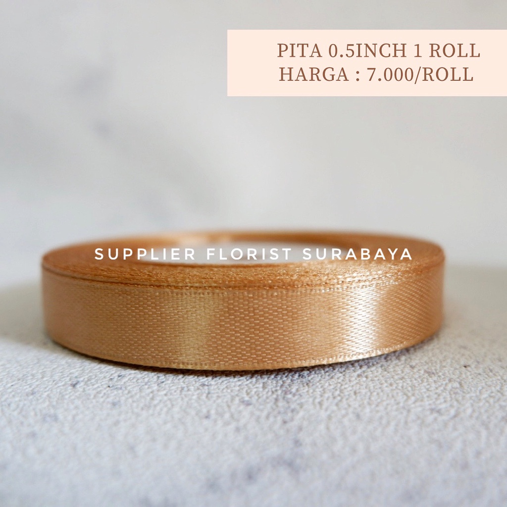 [HARGA PER ROLL] PITA SATIN 1/2 INCH 0,5 INCH 0.5 INCH 1,25CM 1.25CM 25YARD