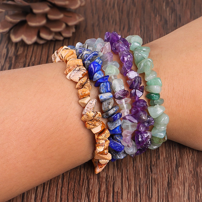 Irregular Natural Crystals Chakras Stone Bracelet Beads Bracelets Yellow Crystals Clear Crystals Aquamarines