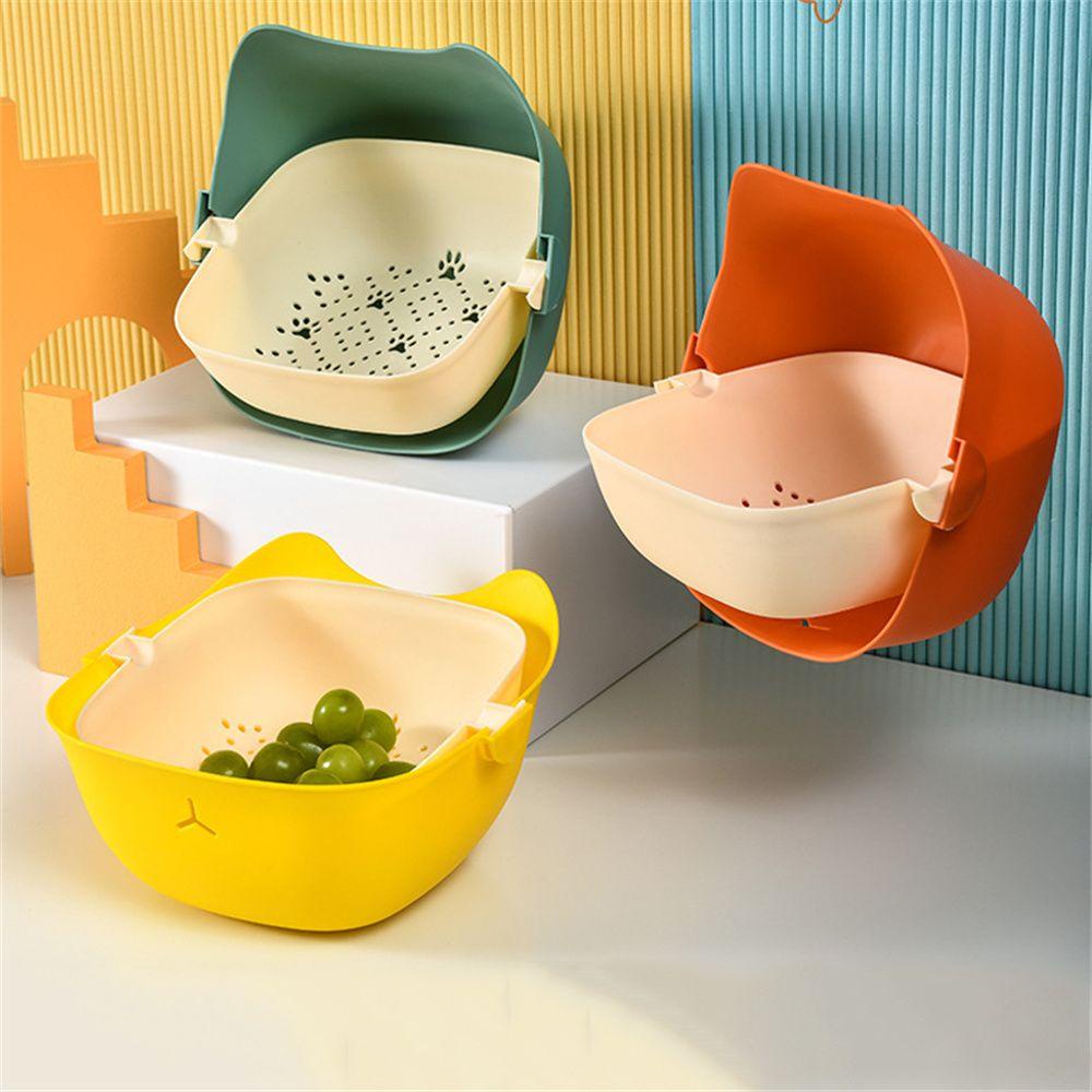 Solighter Double Drain Basket Kitchen Colander Alat Mangkuk Saringan