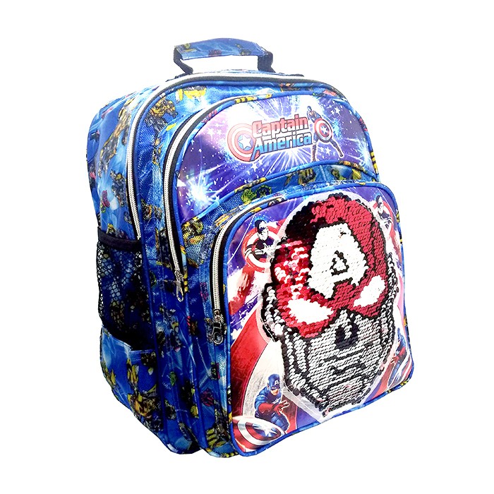 Tas Anak Ransel SEQUIN / USAP karakter CAPTAIN AMERICA Sekolah SD