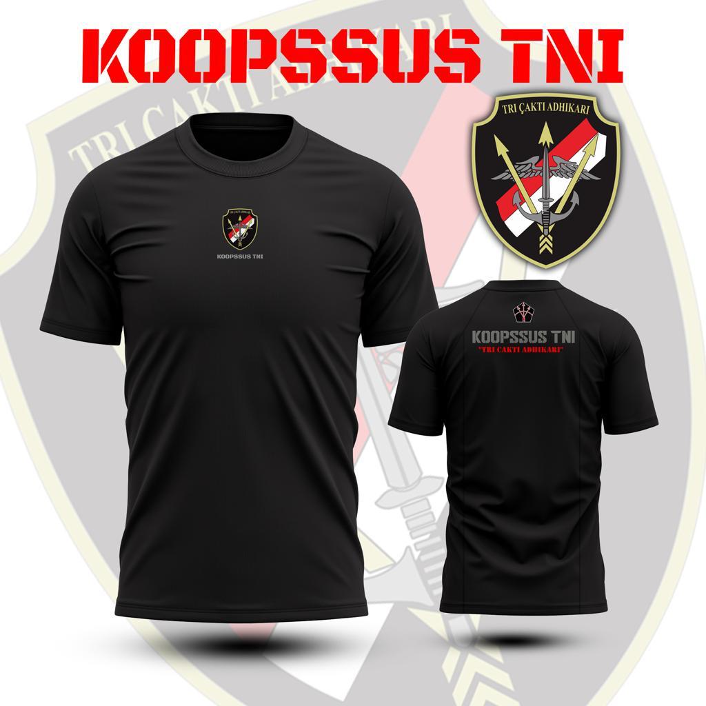 Baju Kaos Koopssus TNI / Baju Hitam Koopssusgab TNI / Jersey Pasukan Elite TNI Bahan Dryfit Premium 