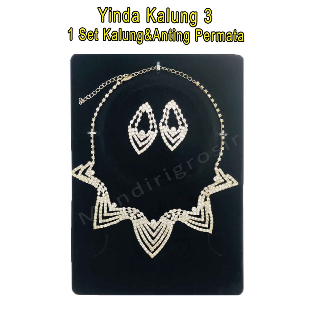 1 Set Kalung&amp;Anting Permata * Yinda Kalung 3 * Kalung Fashion * Aksesoris