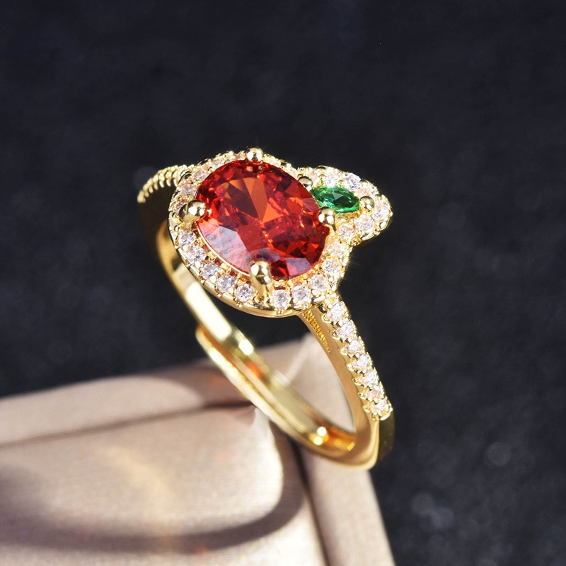 Fancyqube Cincin Zircon Bentuk Lobak Warna Oranye Merah Untuk Wanita