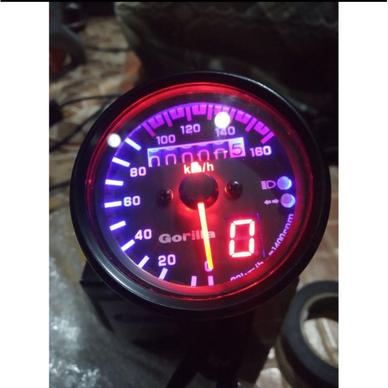 Spido speedometer bulat jarum indikator LED gir ger gear digital