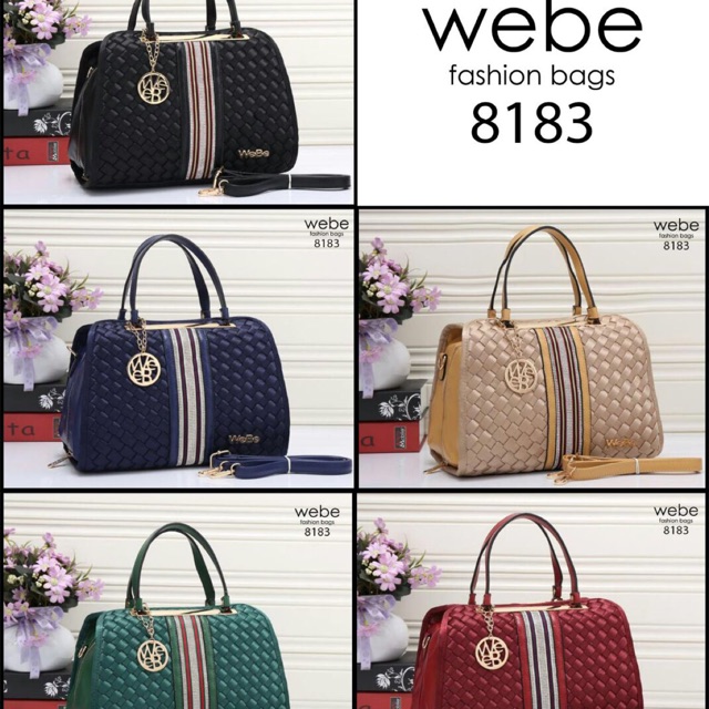 WEBE Fashion Bags 8183, NEW WEBE Carlina Polyster vs Leather Hardware Gold (8183)