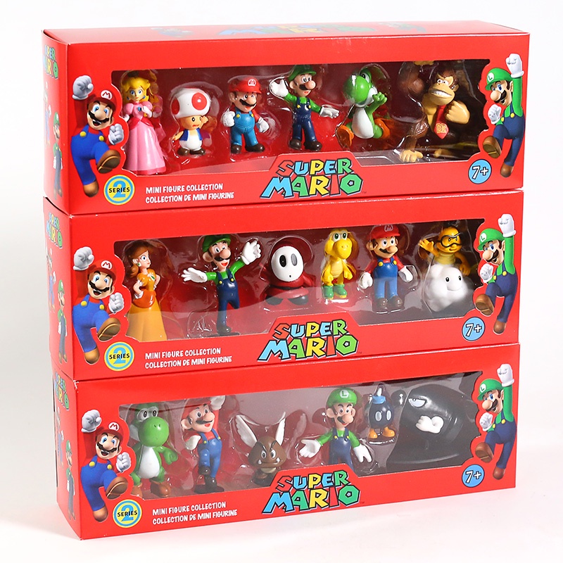 6pcs/set Super Marios Figure Mainan Supermarios Peach Princess Yoshi Kodok Monyet PVC Kue Mini Figurine Ornamen Boneka Untuk Anak