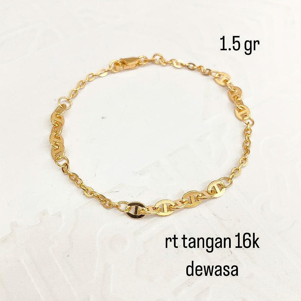 Gelang rantai anak dan dewasa emas asli kadar 700 70 16k branded nori tangan paperclip horseshoe mix polo holo ringan 1 2 gram gr