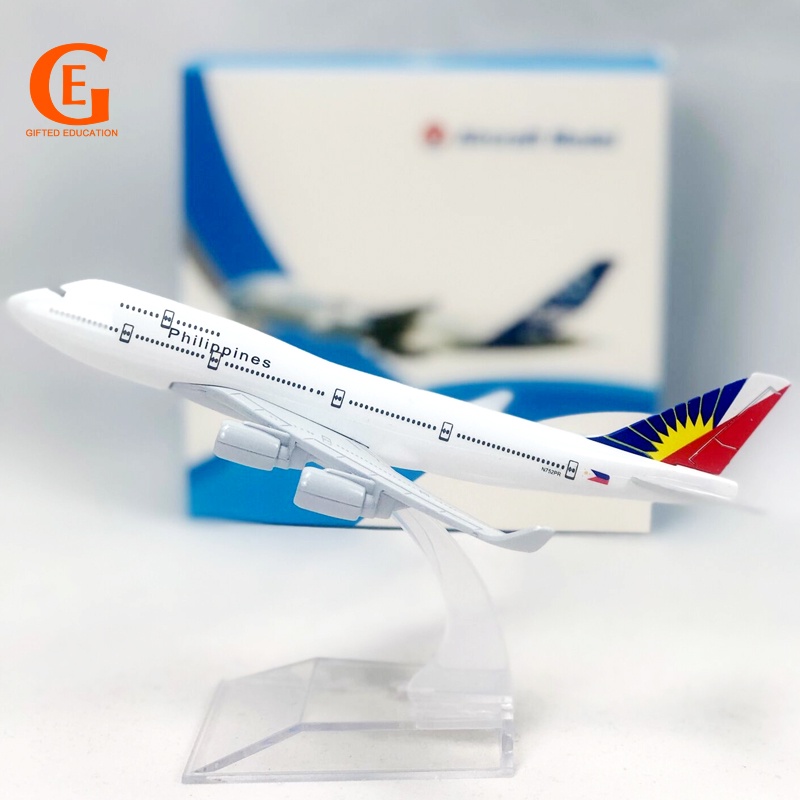 Mainan Model Pesawat Terbang Philippine Airlines PAL Boeing B747 Bahan Metal Alloy Ukuran 16cm