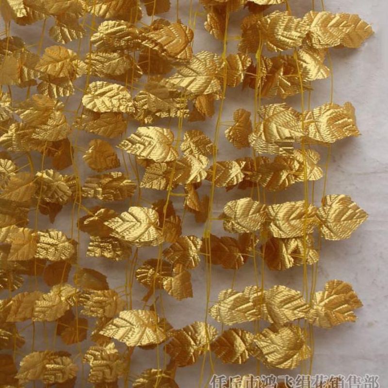 Daun Buatan Mirip Anggur Grape Rambat Garland Rotan Emas Gold Artificial Buatan Plastik untuk Hiasan
