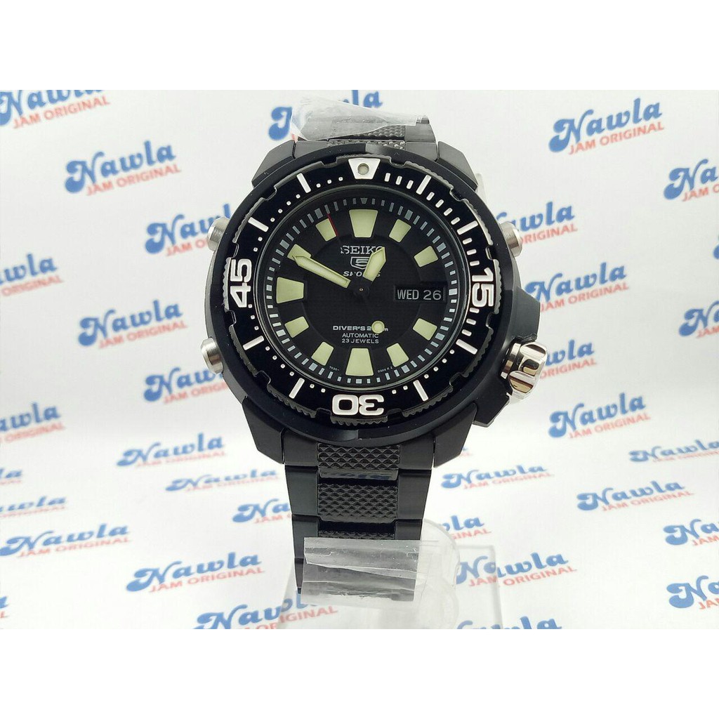 Seiko 5 SPorts SKZ255K1 Automatic Diver 200M Black | Jam Pria SKZ255