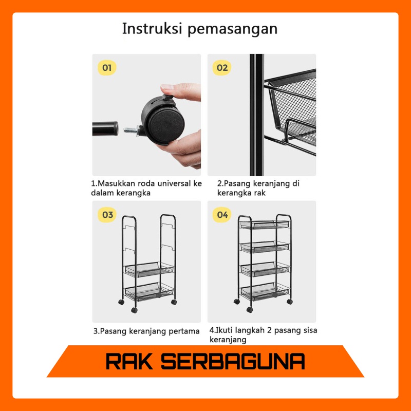 Rak 5 Susun Beroda Rak Rakit Penyimpanan Serbaguna Rak Dapur 5 Tingkat Praktis