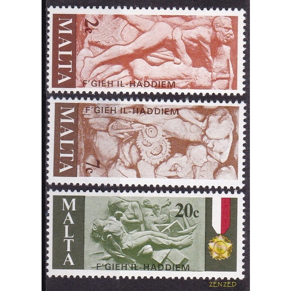 

0595 Perangko Malta 1977 Art - Statues 3v Mnh