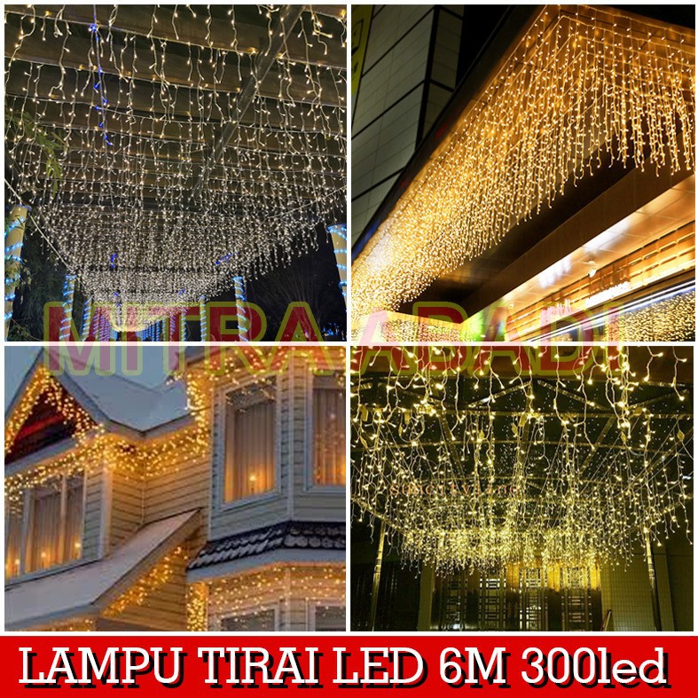 Lampu Natal Tirai LED 300 LED Ukuran 6m x 0.5m