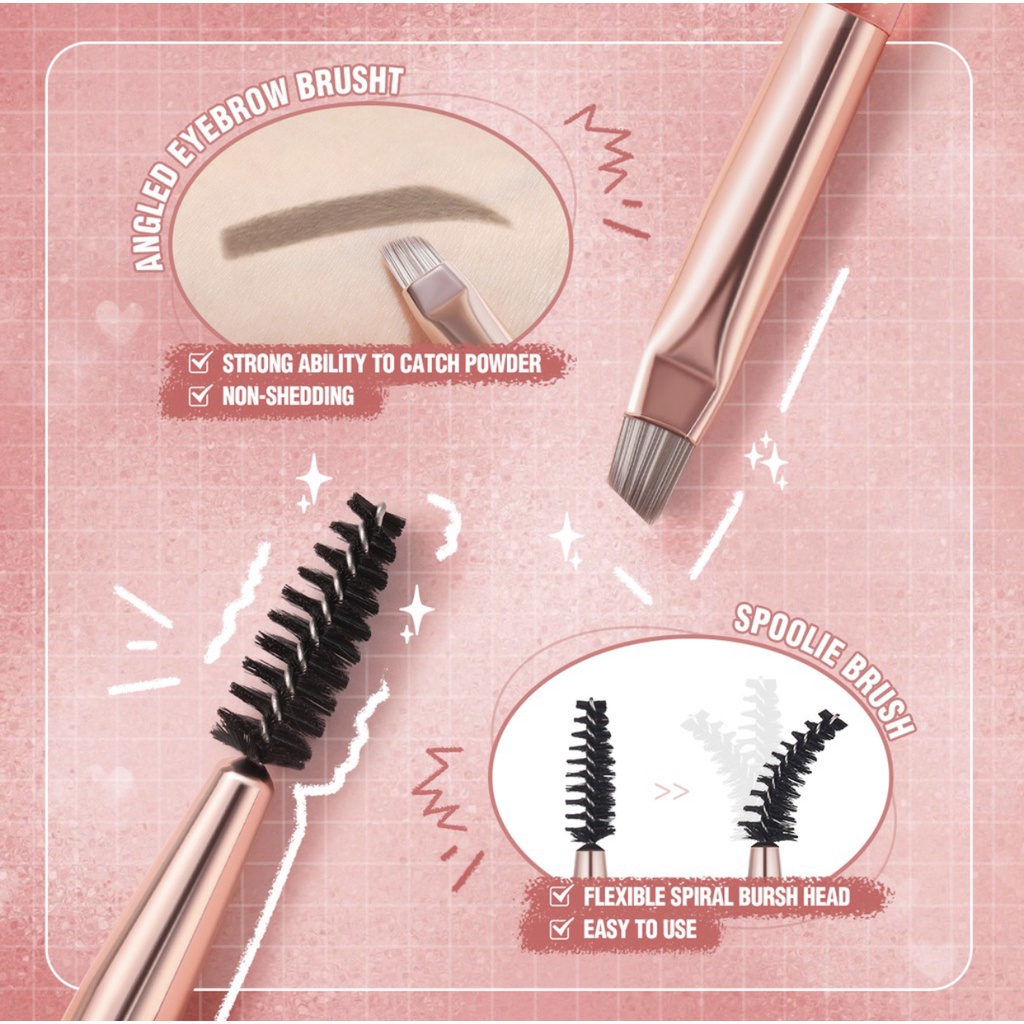 PINKFLASH Multi-use Duo Makeup Brush Professional Makeup Tool Spoolie Brush and Angled Brush Eyelash Brush Precision Smudge Brush