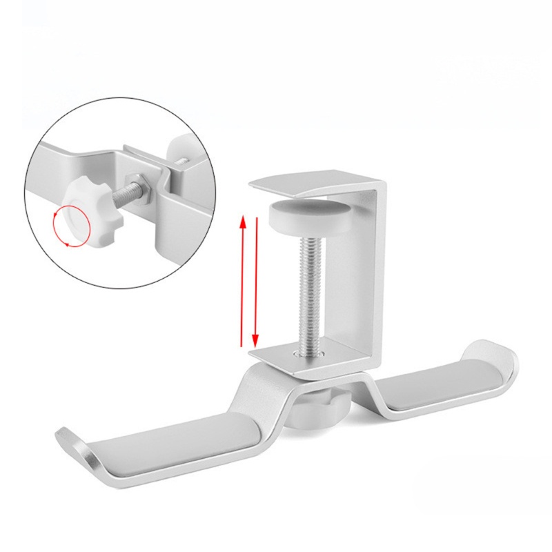 btsg Headphone Holder Headset Bracket Hanger Metal Wall Clamp Hook Rotatable Double Earphone Stand Desktop Mount Aluminium Alloy