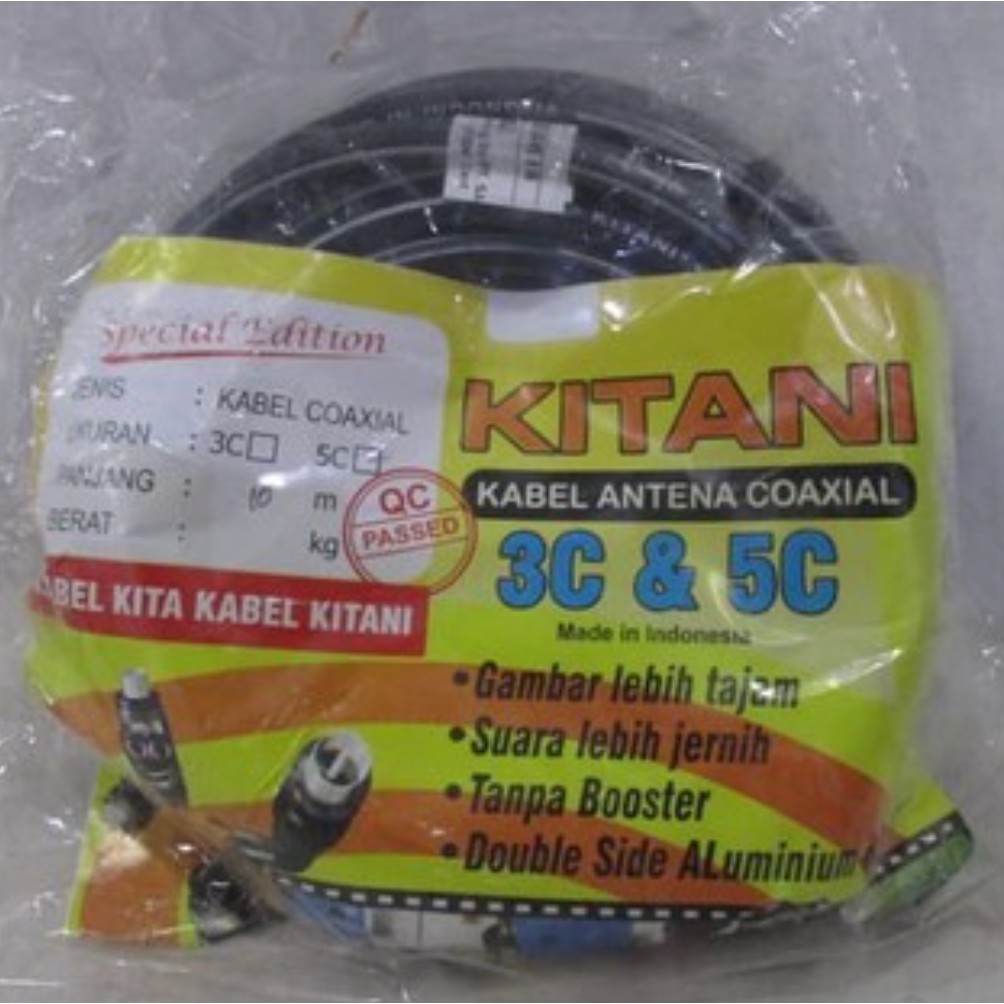 KITANI Kabel Antena TV 5C 10M-25M / Kabel RG6 TV Kabel Parabola 5C