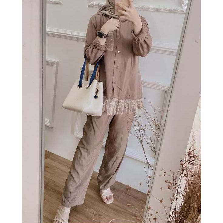 BLOOMS DAILY ONE SET / TIE DYE ONE SET RAYON / STELAN PIYAMA WANITA-CREVO MOCCA