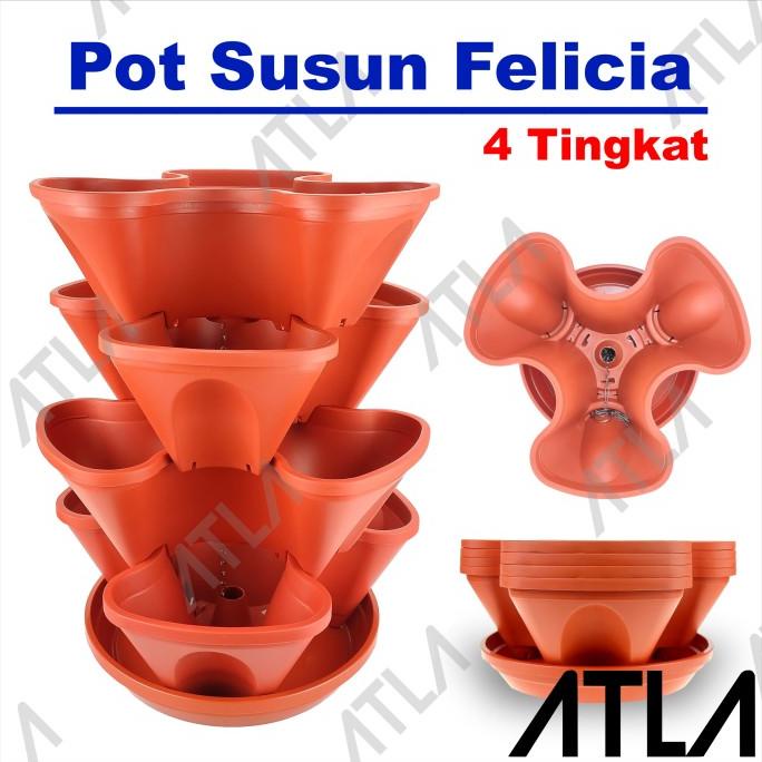 >>>>>] Pot Susun Gantung 4 Tingkat Vertikal Wadah Bunga Tanaman Hias KV069