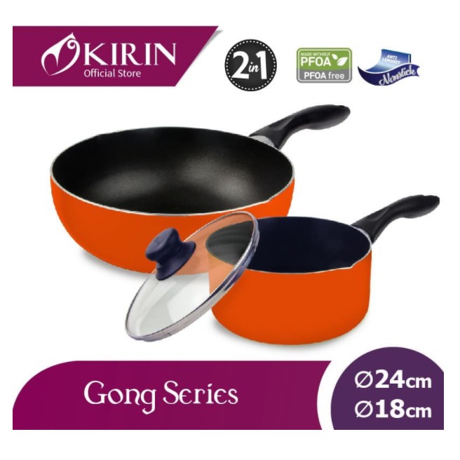 KIRIN GONG SET 2 IN 1 DEEP FRYPAN 24 CM + SAUCEPAN 18 CM