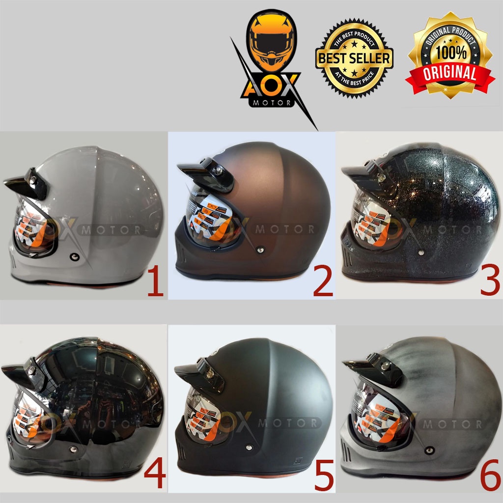 Helm INK TROOPER Solid ORIGINAL Fullface Retro Cakil (ongkir 2kg)
