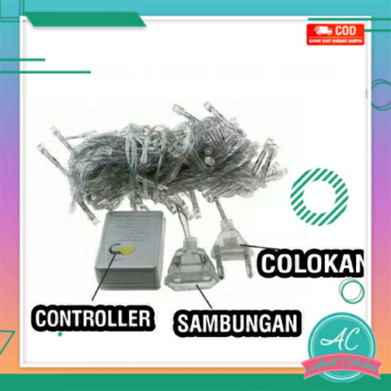 Lampu hias tumblr Bola Anggur LED kelap kelip warna warni dekorasi 17an pohon natal with sambungan