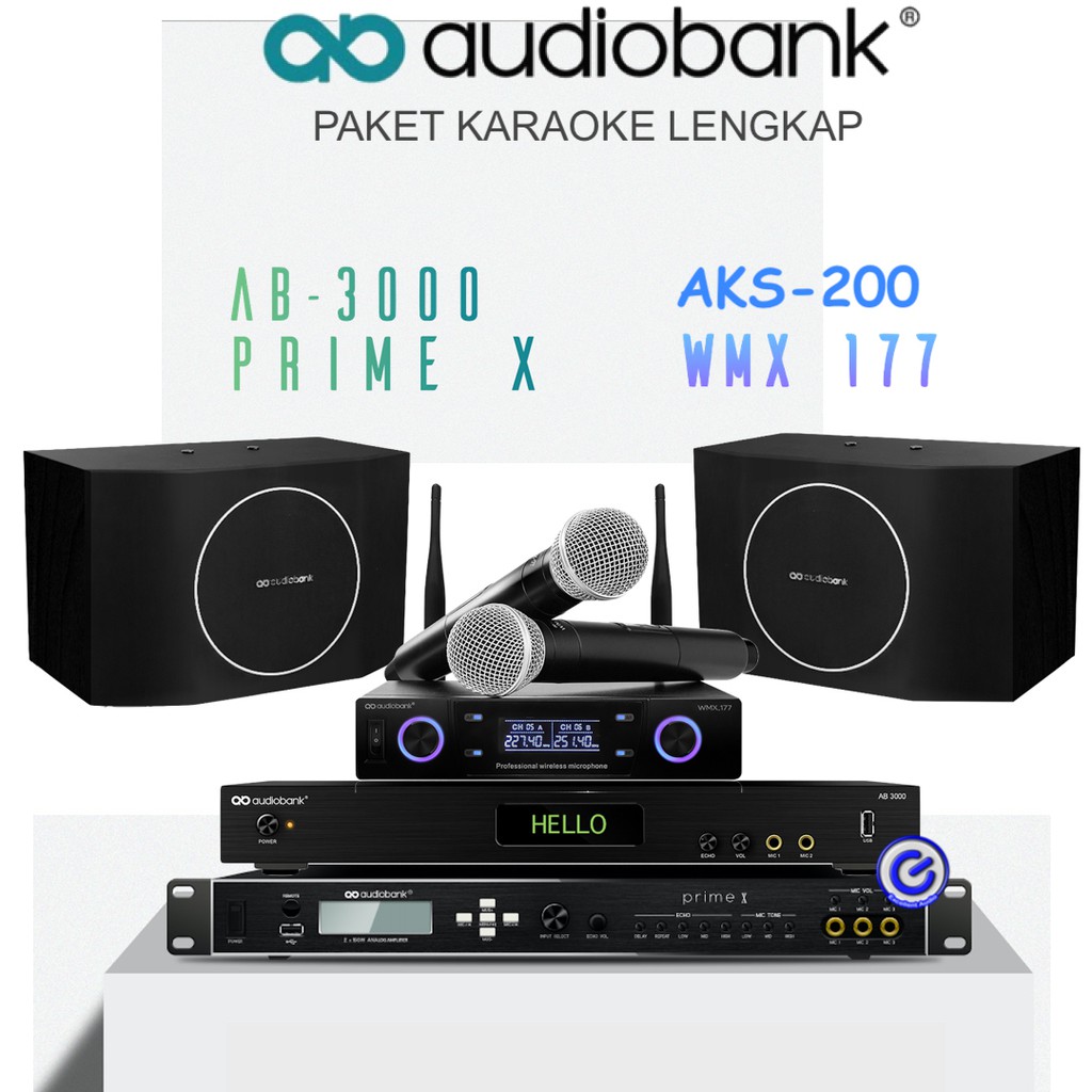 Paket Karaoke Audiobank PrimeX Ab3000 AKS200 WMX177