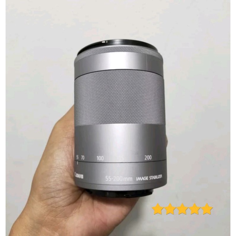 Lensa Tele Mirrorless Canon 55-200mm For Eos M M2 M3 M5 mM6 M50 M100 Silver Mulus Murah