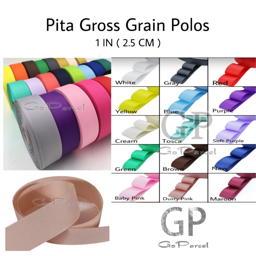 ( 3 Meter ) PITA GROSGRAIN POLOS 1 IN ( 2.5 CM ) GIFT RIBBON POLYESTER 1 INCH GROSSGRAIN / PITA KADO 25MM