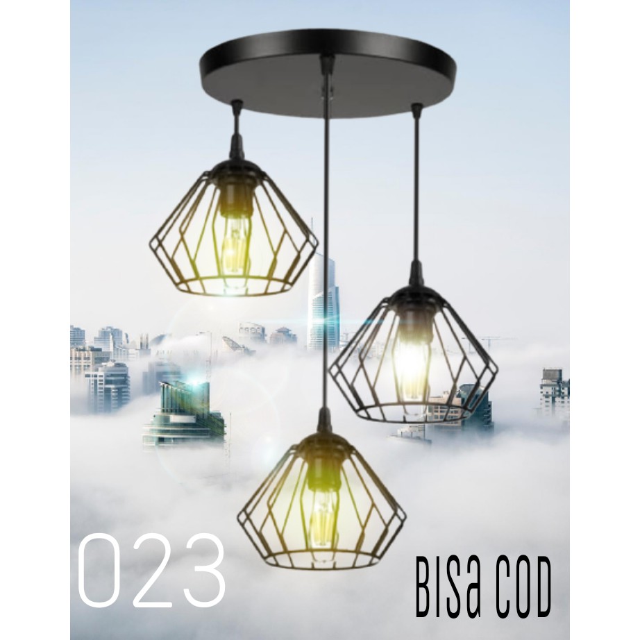 lampu hias gantung cabang tiga set kabel viting   base dudukan ke flafon