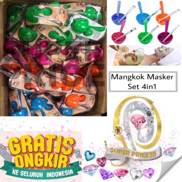 Mangkok masker set 4in1 diy mangkuk perlengkapan masker wajah alat kecantikan