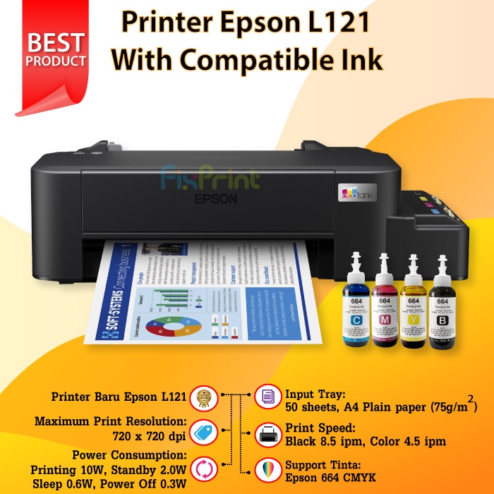 Printer Epson L121 A4 Ink Tank Printer Epson L121 L 121 l121 Infus System Garansi Resmi